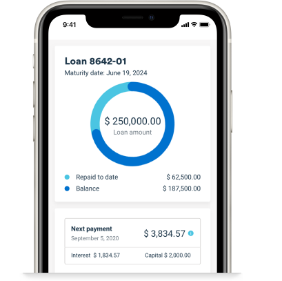 phone screen showing a loan and the next payment due