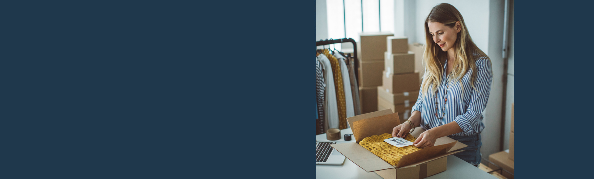 woman packing an online order