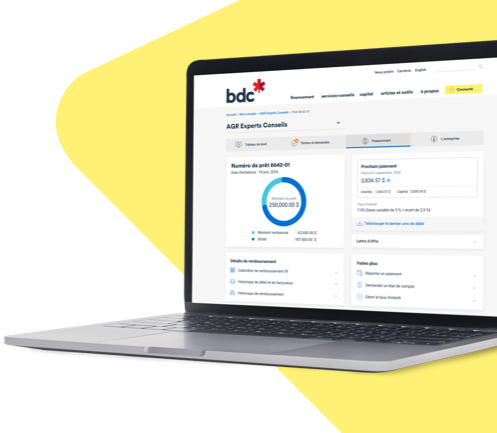 Espace client du site de la BDC sur un écran d'ordinateur