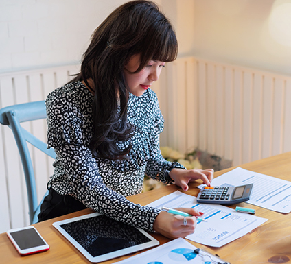 Woman working on her business finances