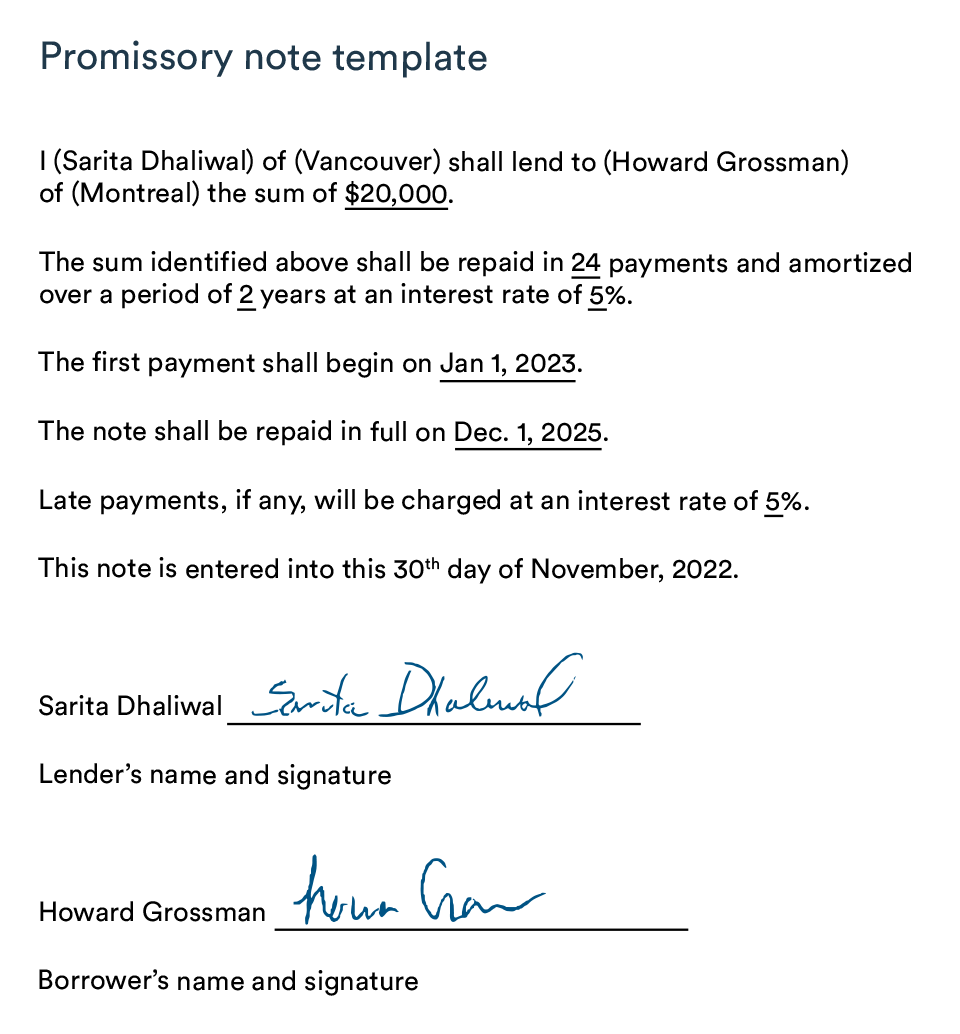 What Is A Promissory Note For A Loan