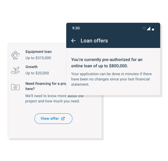 Loan offers screenshot from BDC app