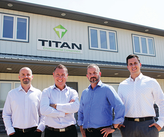 Brett Burkard, CEO of Titan Environmental Containment, with three of his colleagues