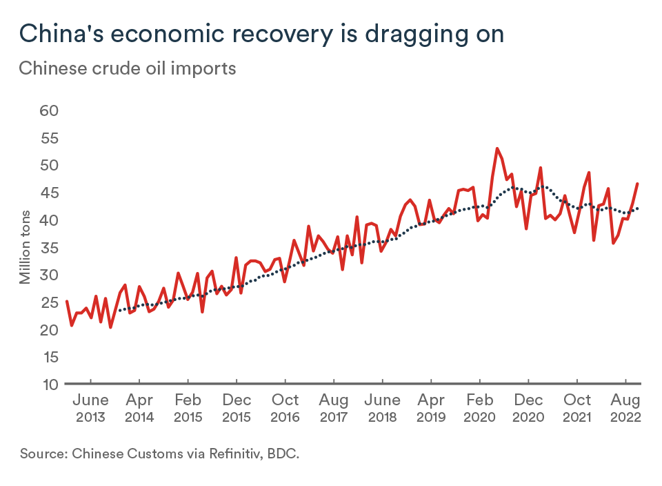 MEL January 2023 graph, Oil chinese crude imports