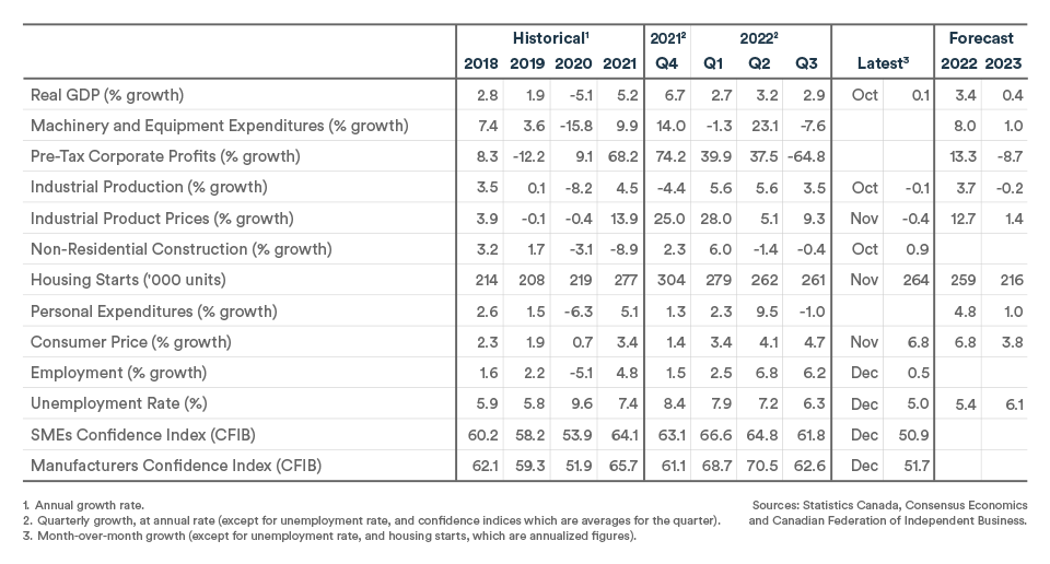 MEL January 2023 graph: Indicators table