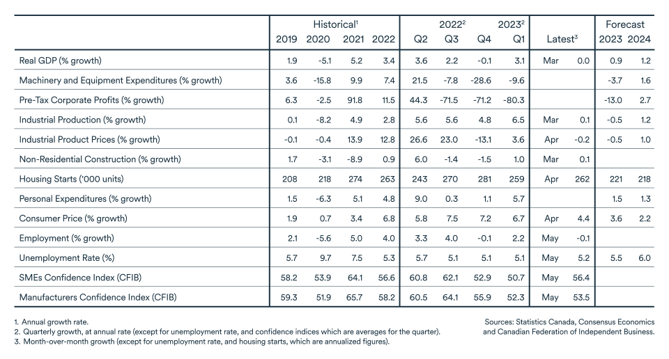 MEL June 2023 graph: Indicators table