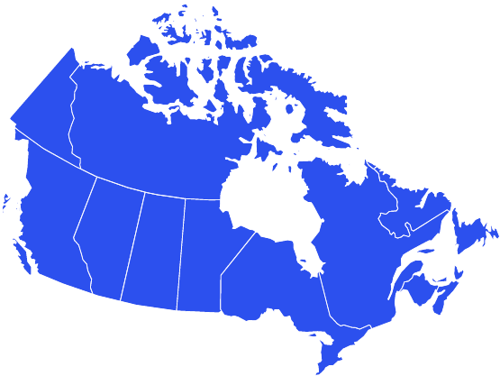 Blue infographic map of Canada