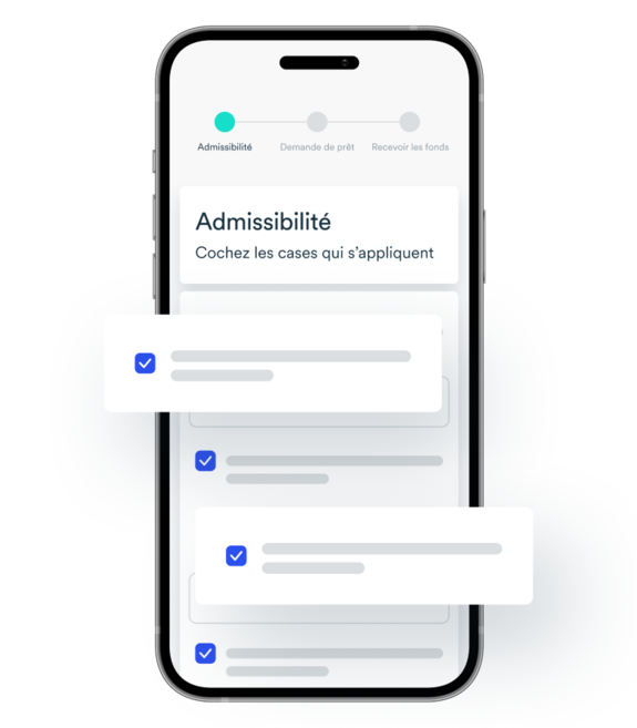 Mobile device showcasing the eligibility process via a simple list of checkboxes