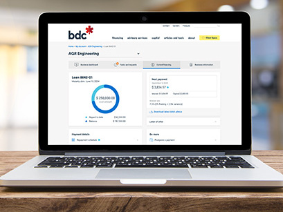 BDC online account dashboard on computer screen