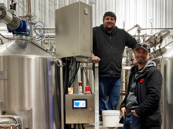 foghorn brewery owners in their brewery