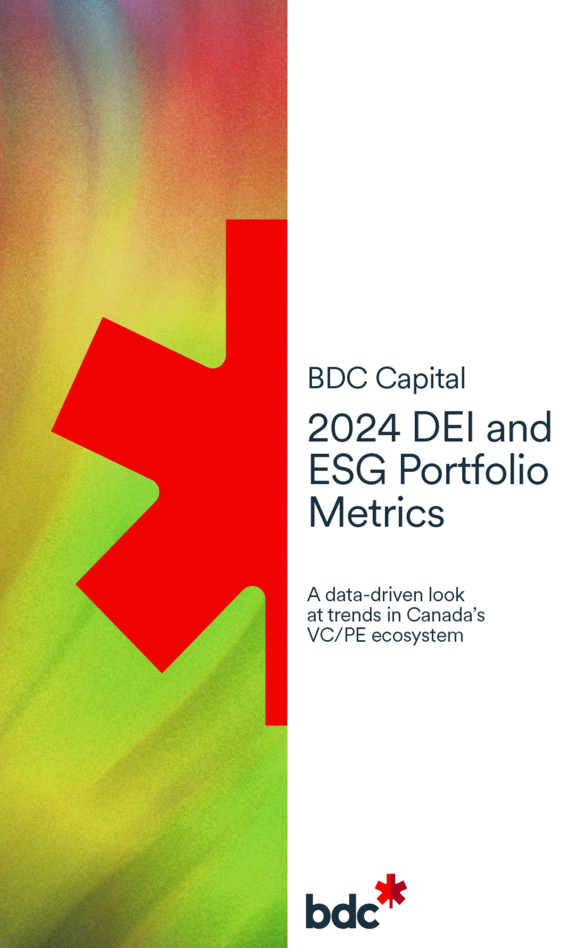 Cover from BDC Capital report: 2024 DEI and ESG Portfolio Metrics / A data-driven look at trends in Canada’s VC/PE ecosystem