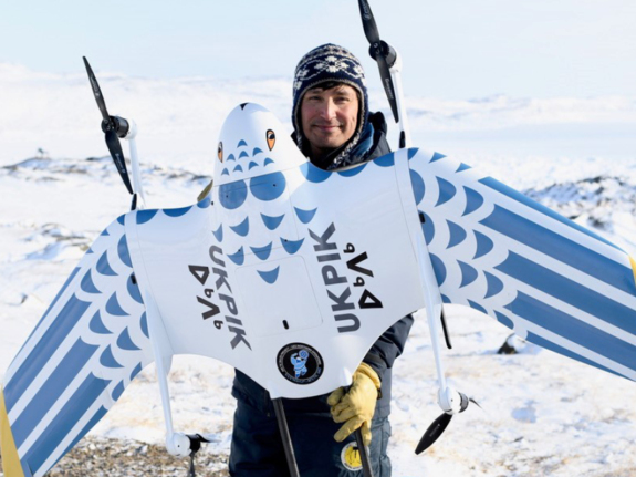 Kirt Ejesiak, owner of Arctic UAV, holding one of his drones